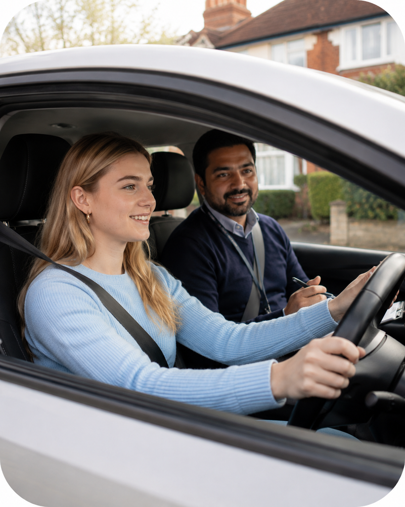 Learner practising in a manual car in Tamworth