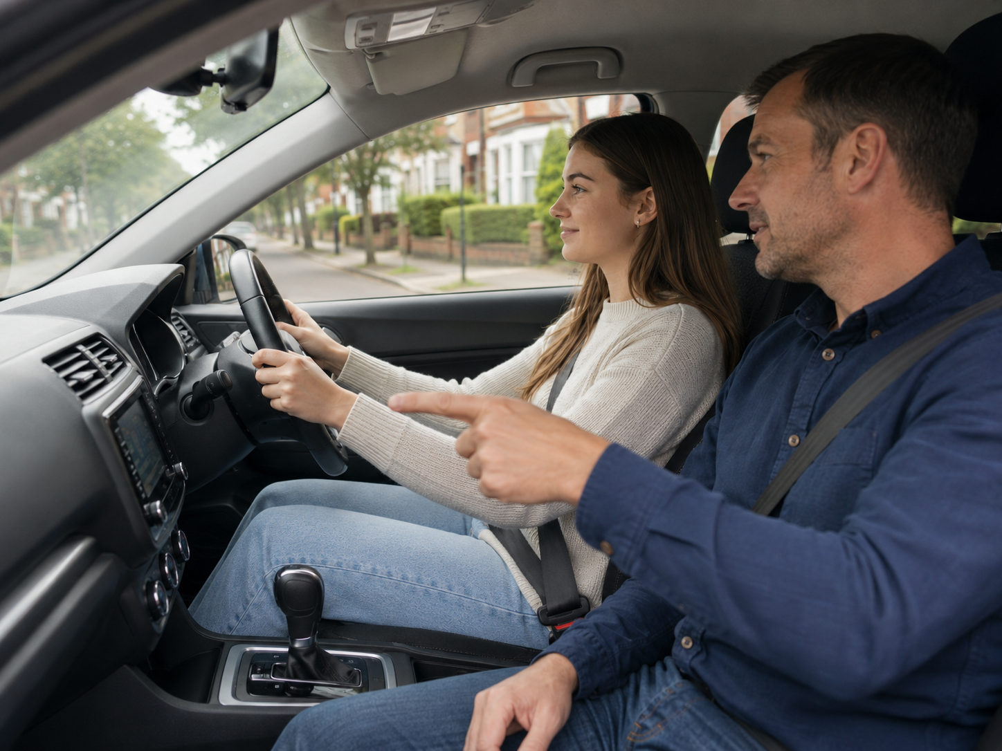 Learner driver having an automatic driving lesson in Tamworth with an instructor