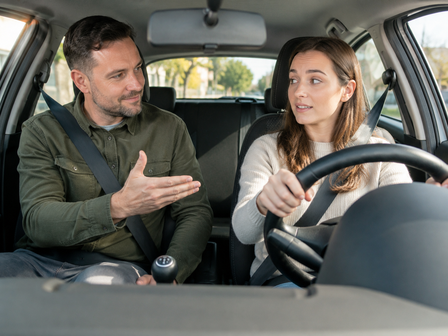 Learner practising gear changes during a manual driving lesson in Tamworth