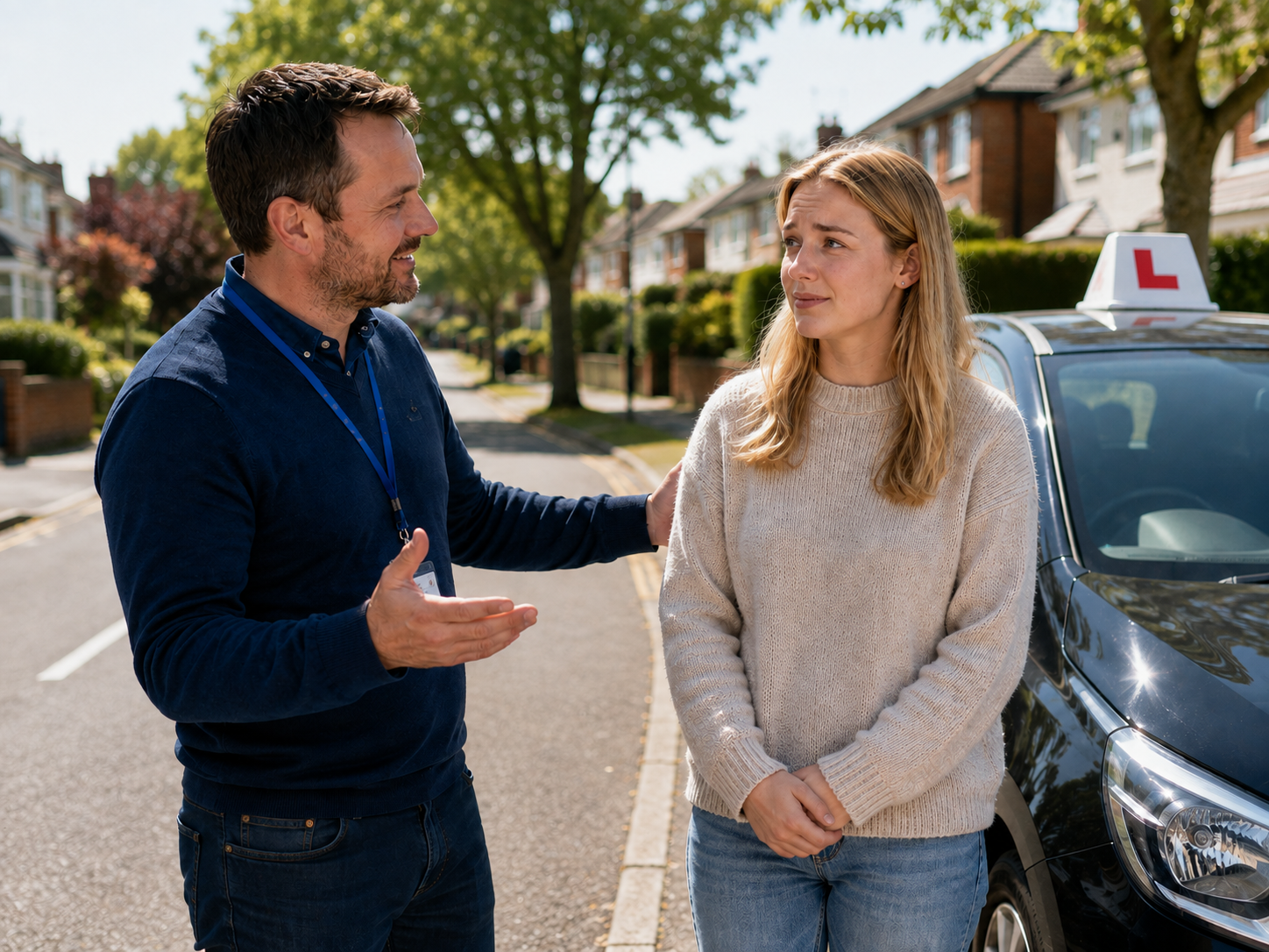 Nervous learner building confidence with a driving instructor in Tamworth