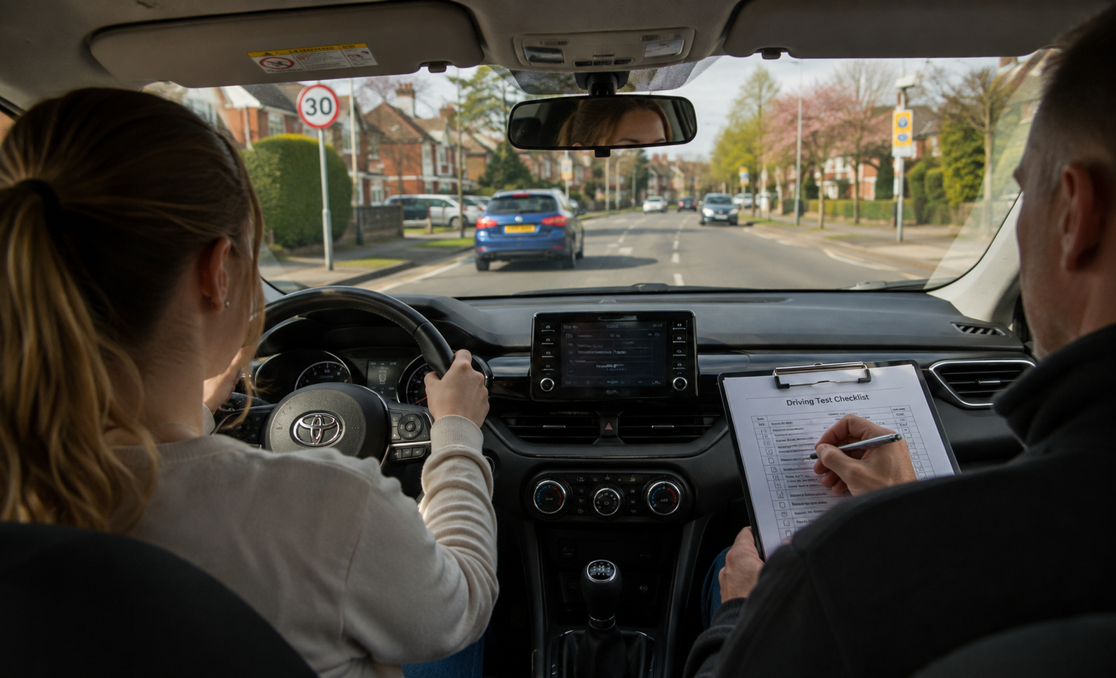 Mock driving test preparation lesson in Tamworth with an instructor assessing the learner