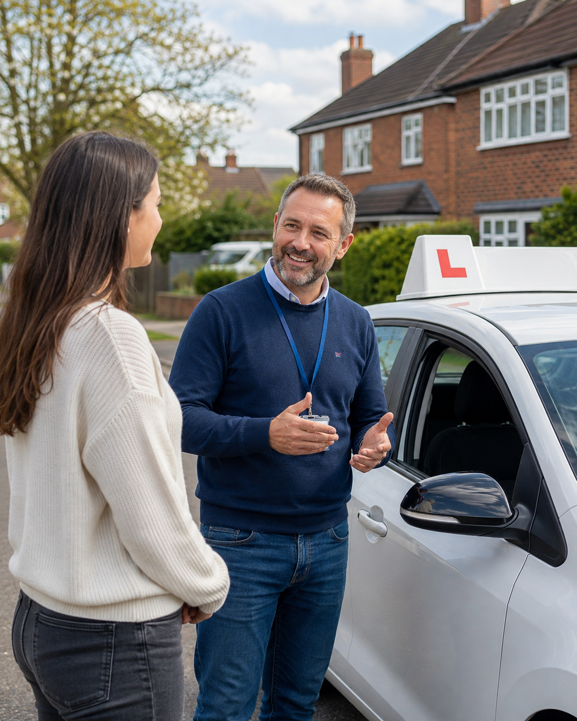 Driving instructor guiding a learner during a driving lesson in Tamworth